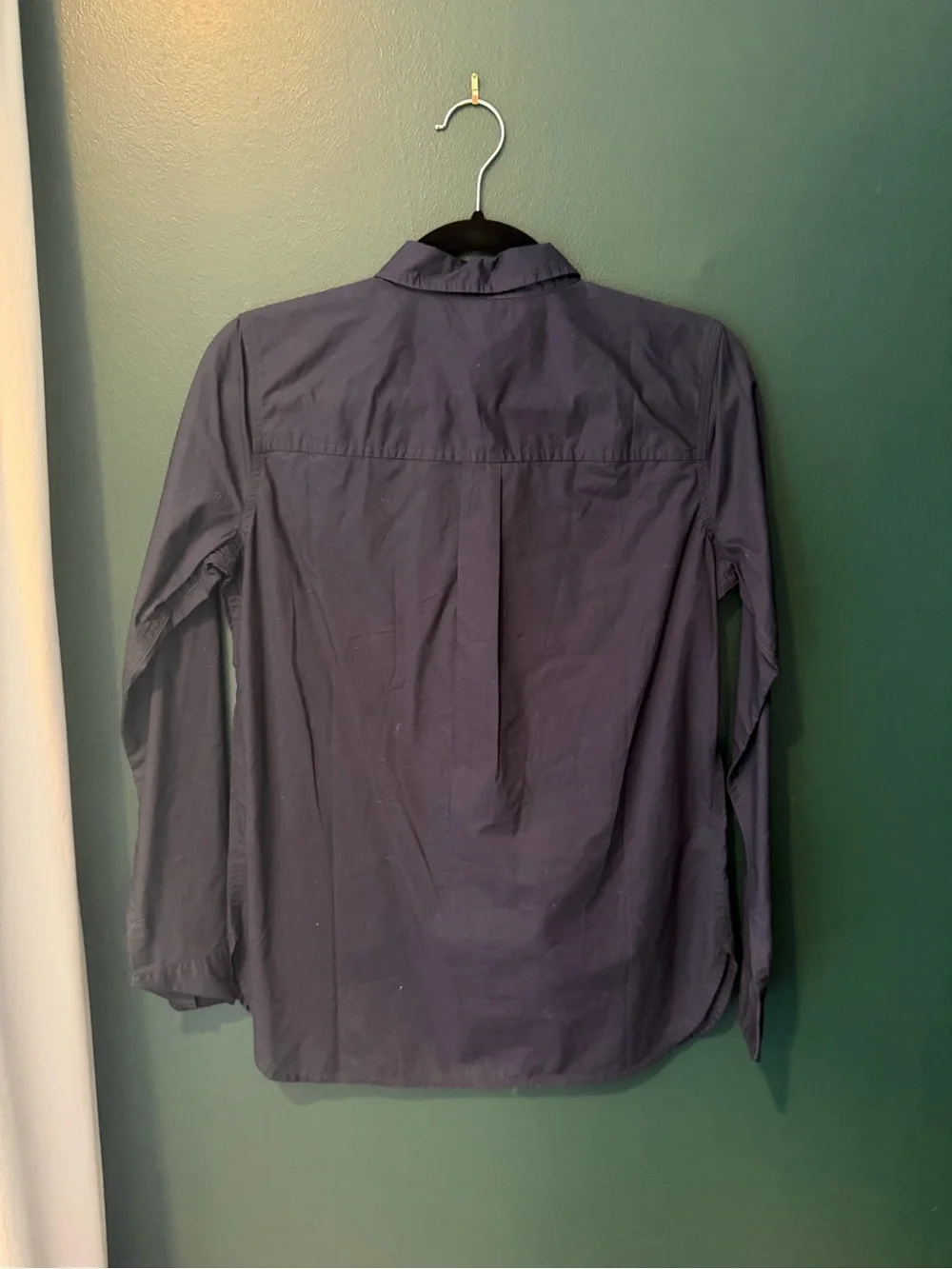 J. Crew Navy Embroidered Front-Panel Button Shirt